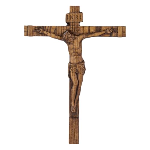9.84in Handmade Catholic Wooden Wall Crucifix with Variation 9.8"L x 7.2"W - Religious Gift