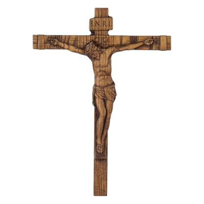 9.84in Handmade Catholic Wooden Wall Crucifix with Variation 9.8"L x 7.2"W - Religious Gift