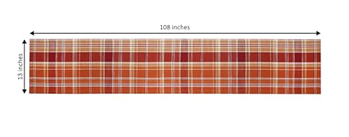 Rust Multicolor Harvest Plaid Table Runner - 13x108 Inches Cotton