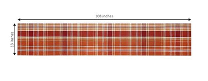 Rust Multicolor Harvest Plaid Table Runner - 13x108 Inches Cotton