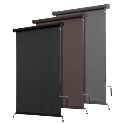 Outdoor Roller Shades 36W x 84H Black Solar Fabric Spliced Pole