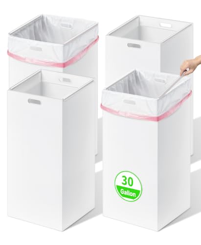 Disposable 30-Gallon Party Trash Cans with Rim Clips - 4 Pack