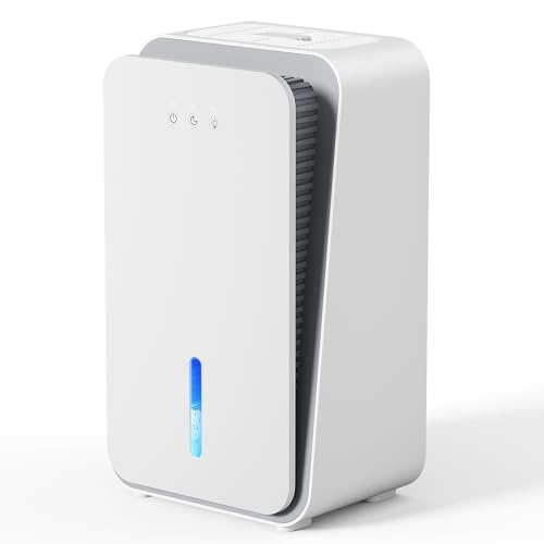 White 1000 sq ft Dehumidifier for Home & Basement with Aromatherapy, Auto Shut Off & 7 LED Colors