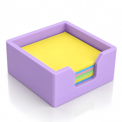 Purple 3D Printed Sticky Note Holder for 3x3 Notes Desk Organizer