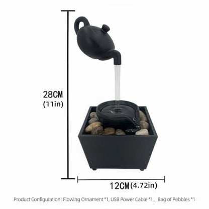 Indoor Tabletop Water Fountain - Bronze Finish, USB Powered