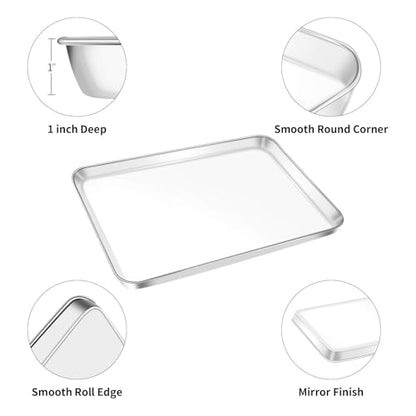 Baking Sheet, Yododo Stainless Steel Baking Pans Tray Cookie Sheet Toaster Oven Tray Pan Cookie Pan, Non Toxic & Healthy, Superior Mirror Finish & Rust Free, Easy Clean & Dishwasher Safe - 17.3 inch