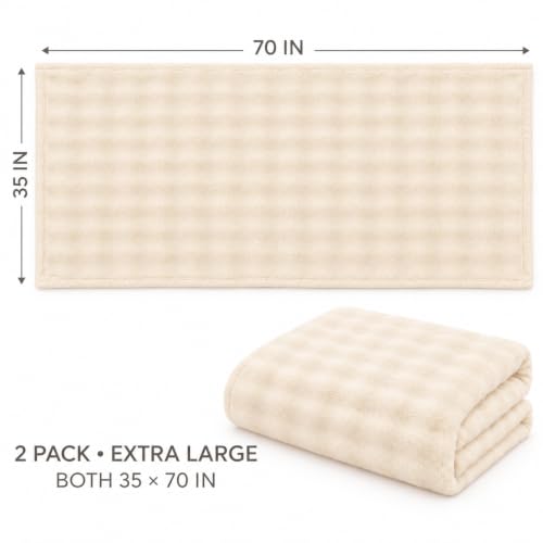 White Oversized Bath Towel 2 Pack 35 x 70 Coral Fleece Soft Absorbent