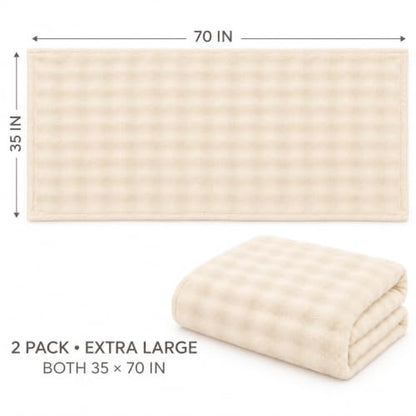 White Oversized Bath Towel 2 Pack 35 x 70 Coral Fleece Soft Absorbent