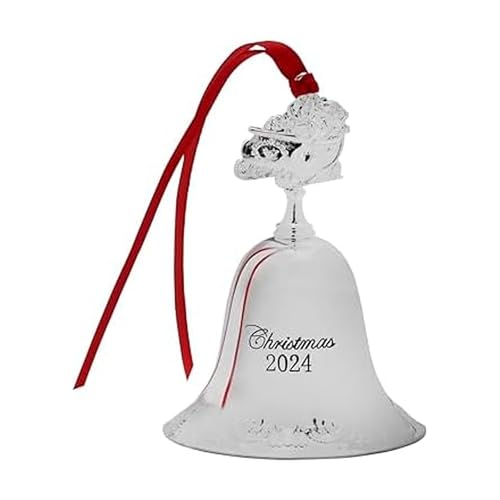 2024 Silver Plated Christmas Bell Ornament - 30th Anniversary Edition with Santa Finial