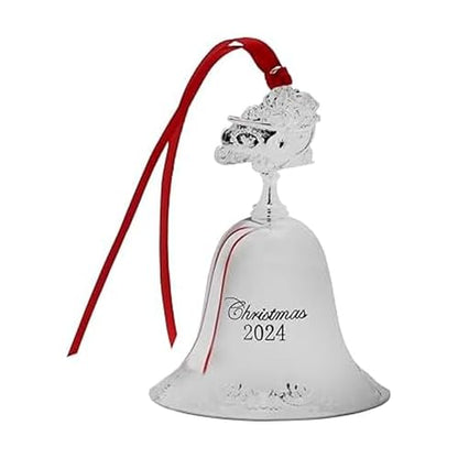 2024 Silver Plated Christmas Bell Ornament - 30th Anniversary Edition with Santa Finial