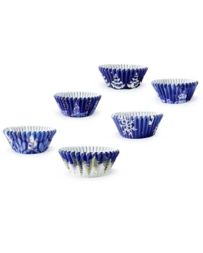 Christmas Blue Gradient Mini Cupcake Liners 300PCS - Oven Safe, Small Size