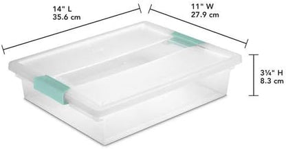 Sterilite Large Clip Box - Clear with Blue Aquarium Latches | Set of 2 for Easy Storage