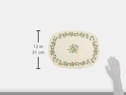 Holiday Porcelain Serving Platter with Gold Accents - Christmas Platter - Variation of Platter