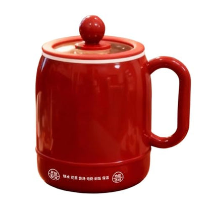 800ml Electric Stewing Cup - Red, 6-in-1 Personal Soup Cooker with Touch Control