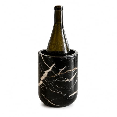 Black Marble Wine Bottle Chiller - Elegant Tabletop Cooler & Multi-Use Holder
