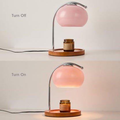 Pink Glass Candle Warmer Lamp with Bauhaus Design, Timer & Dimmable Light