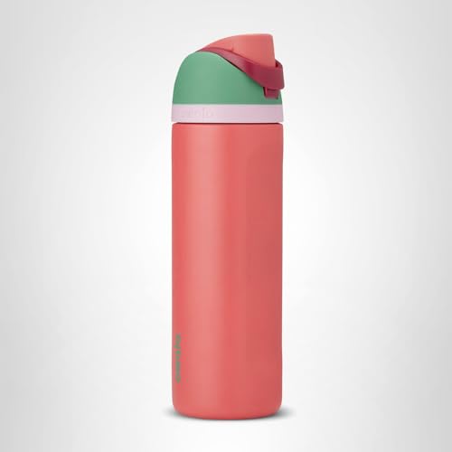 Owala FreeSip Insulated Stainless Steel Water Bottle with Straw for Sports, Travel, and School BPA-Free Sports Water Bottle, 24 oz, Strawberry Fields