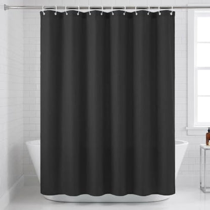 White Polyester Shower Curtain 72x72 Inches Waterproof & Durable with Weighted Hem