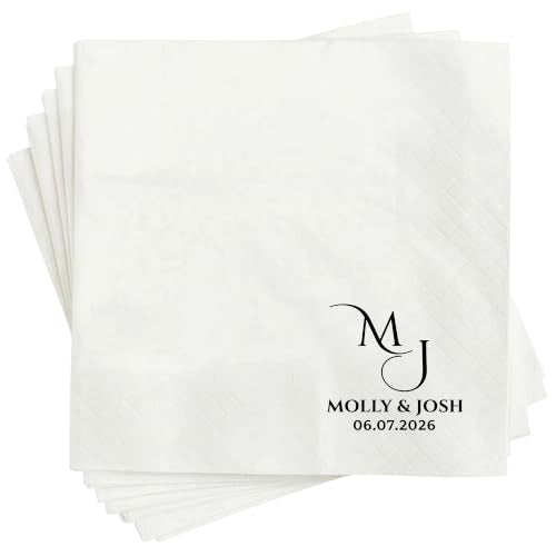 Personalized Wedding Napkins Style 3 - Custom Last Name Cocktail Disposable Party Supplies