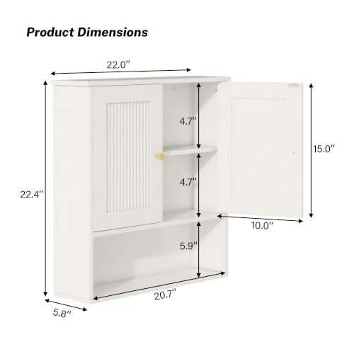 White Fluted Bathroom Storage Cabinet & Medicine Cabinet Set