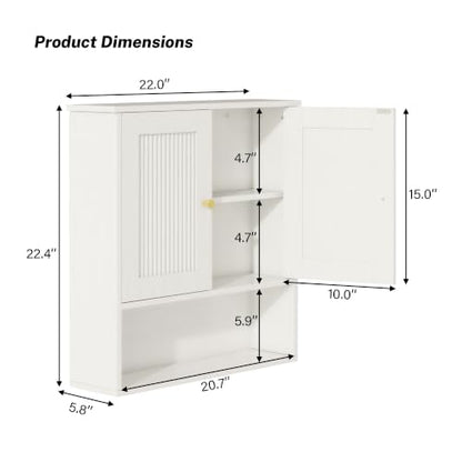 White Fluted Bathroom Storage Cabinet & Medicine Cabinet Set