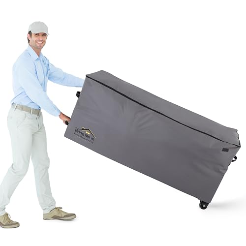 NettyPro Large Rolling Cushion Storage Bags with Wheels & Handle - 50L Grey