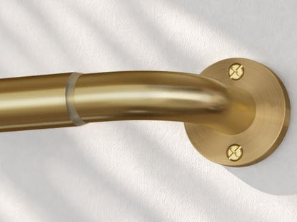 Brushed Gold Curtain Rod 28-48 Inch Wrap Around Window Treatment