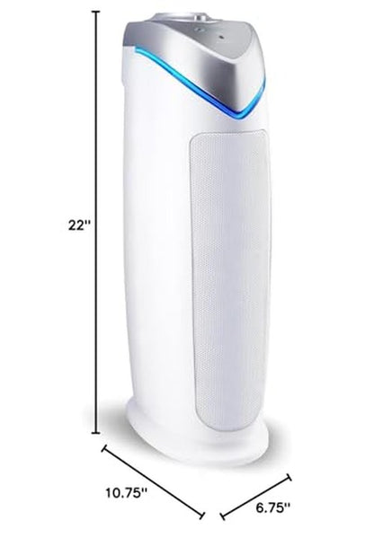 GermGuardian HEPA Air Purifier for Home, Large Rooms - 743 Sq. Ft. with HEPA Air Filter, UV-C Light & Odor Reduction, AC4825E, 22" Tower, Gray