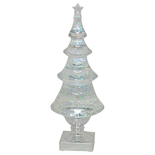 LED Glitter Holiday Christmas Tree - 14-Inch Silver and Clear Decor