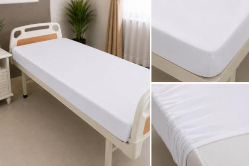 Hospital Fitted Sheet 42x80 Inches Pack of 2 Deep Pockets 6 Inch Cotton