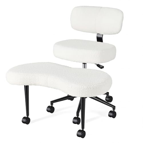 DUMOS ADHD Meditation Chair Cross Legged Home Office Desk Chair - White