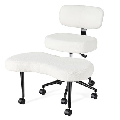 DUMOS ADHD Meditation Chair Cross Legged Home Office Desk Chair - White