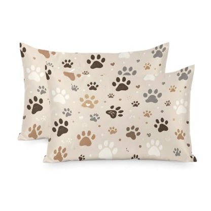 Silk Pillowcases 20x26 Inches for Hair & Skin - Beige, Taupe, Cream, Brown - 2 Pack with Zipper