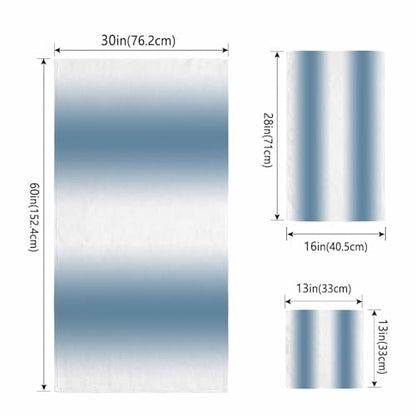 Blue Bath Towels Set of 3 - Ombre Microfiber Quick Dry, Soft & Absorbent