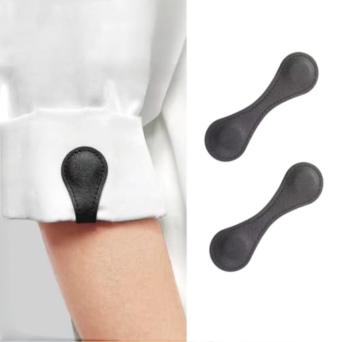 Black Leather Magnetic Shirt Sleeve Clips - Reusable Multi-Use Garment Holders