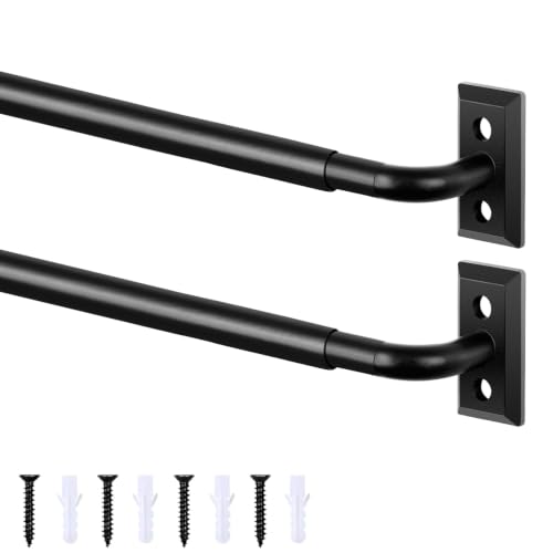 HOTOZON French Door Curtain Rod 2 Pack, 16-30 Inch Adjustable Black