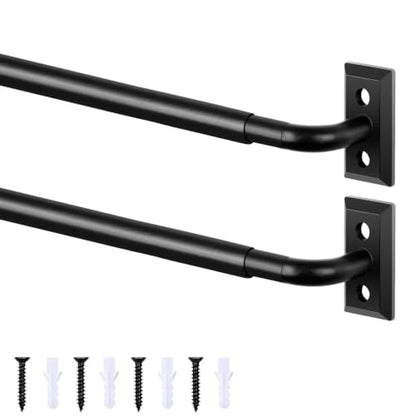 HOTOZON French Door Curtain Rod 2 Pack, 16-30 Inch Adjustable Black