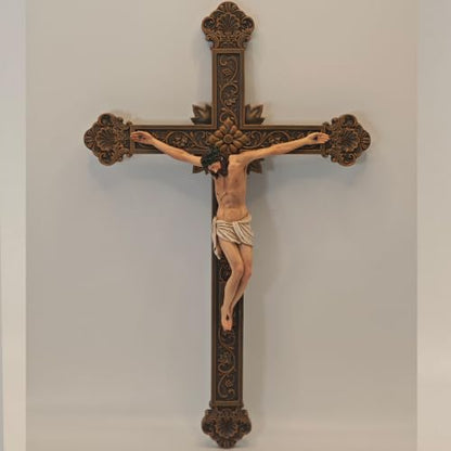 15.6 Inch Jesus Crucifix Wall Cross Religious Decor for Prayer & Gift