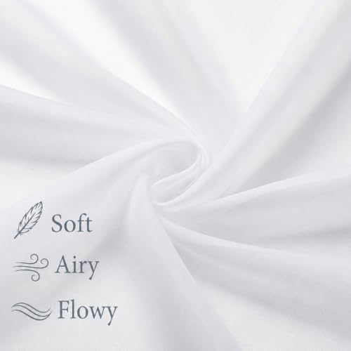 White Sheer Curtains 84 Inch Long for Living Room, 2 Panels - Pack of 2