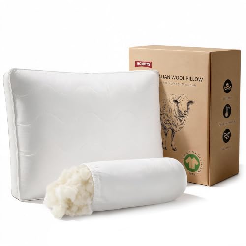 Natural Wool Pillow with Cotton Cover - Adjustable Support for Comfortable Sleep