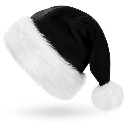 Child Santa Hat Black Velvet Plush Xmas Hat for Kids Holiday Party