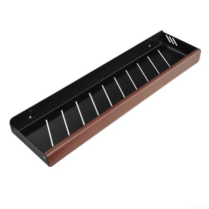 35cm Rotating Suction Wall Shelf for Kitchen and Bathroom - Natural Walnut & Aluminum