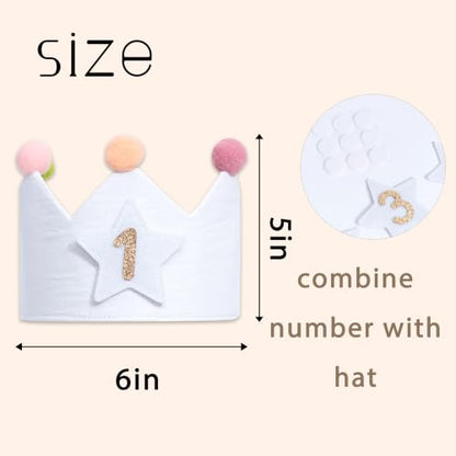 Reusable Birthday Crown with Interchangeable Numbers 1-9 - Pink, Peach & Green - Variation of 1-9hat