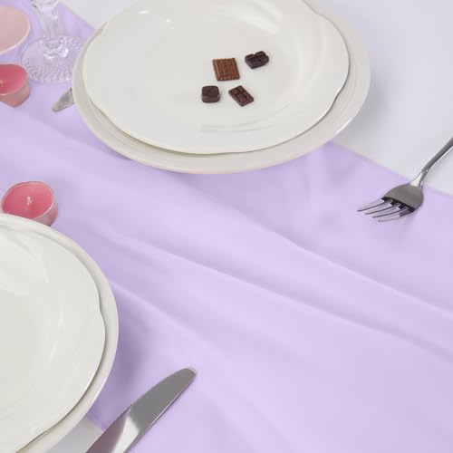Lavender Chiffon Table Runner 14x108 Inches Set of 6 - Elegant Wedding & Party Decor