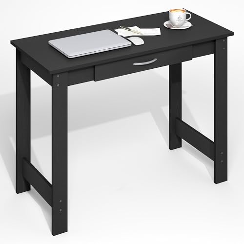 Furinno Jaya Desk 39 Inch Wide Computer Desk with Drawer - Darkwood Finish