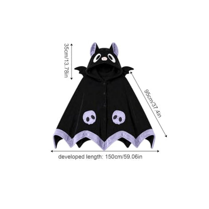 Wearable Bat Blanket Hoodie with Wings for Halloween Cosplay & Lounging