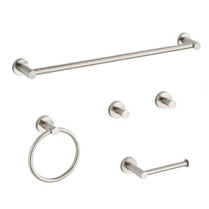 Brushed Nickel Bathroom Hardware Set 5 Piece SUS304 Stainless Steel Towel Rack