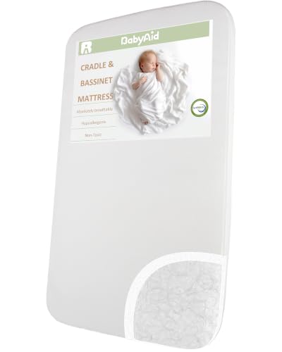 BabyAid 32x18 Inch Rectangular Breathable 3D Airflow Bassinet Mattress - Compatible with Multiple Brands