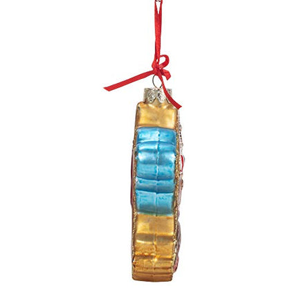 France Map Glass Ornament with Landmarks - Holiday Decor, 4.75 Inch