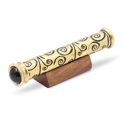 Brass Handmade Teleidoscope with Wooden Stand - Vintage Nautical Kaleidoscope Gift